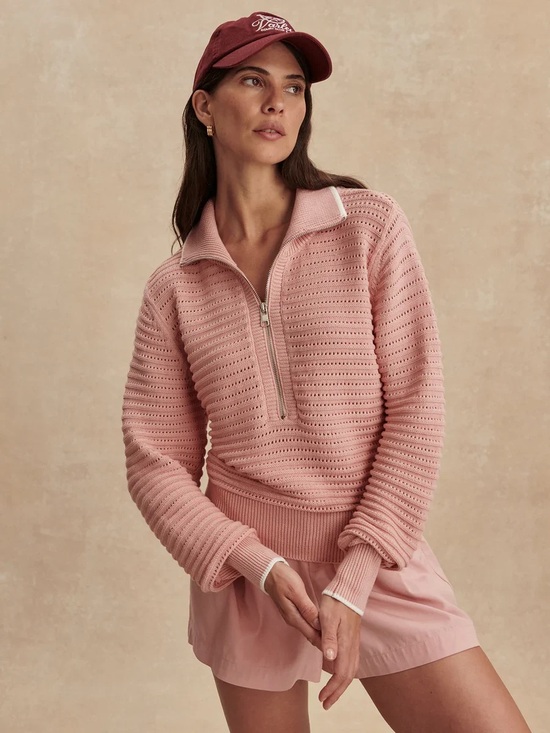Varley Sweaters - Varley Morwenna Half Zip Knit - Mellow Rose